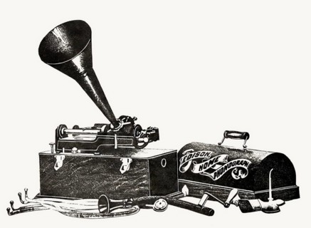 Historical illustration, 19th Century, Home Phonograph, by Thomas Alva Edison, 1901