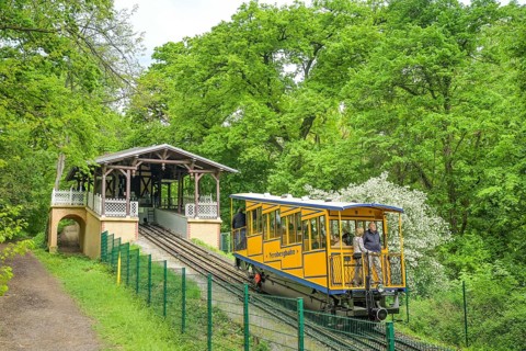 Mountain station, Nerobergbahn, historic cog railway, Neroberg, Wiesbaden, Hesse, Germany, Europe