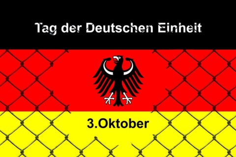 3 October, Day of German Unity, federal eagle, national colours, map of Germany, black-red-gold,
