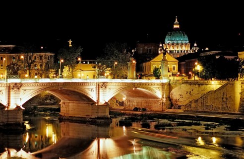 Victor Emmanuel II Bridge with St Peter's Church, Italy, Rome, Vatican City, Europe