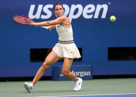 Tennis player Emma Navarro in action at the US Open 2024 Championships, Billie Jean King Tennis