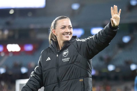 MELBOURNE, AUSTRALIA, MAY 24: Katie McCabe of Arsenal Women FC after beating the A-League All Stars