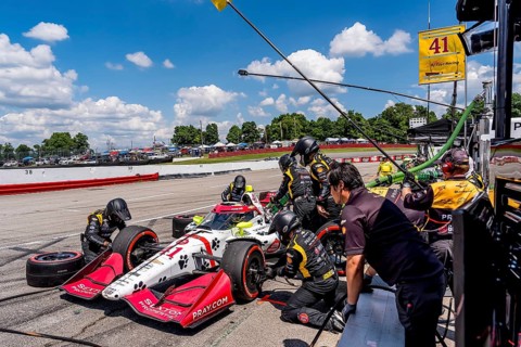 STING RAY ROBB (41) of Payette, Idaho comes down pit road for service during the Honda Indy 200 at
