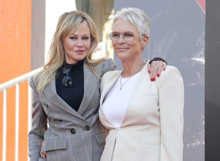 Melanie Griffith and Jamie Lee Curtis at Jamie Lee Curtis hand and footprint in cement ceremony