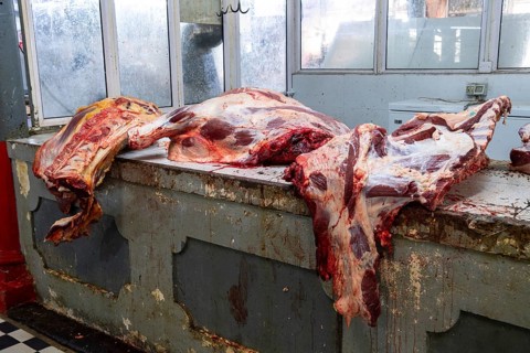 Market, meat hall, old town, Port Louis, Indian Ocean, island, Mauritius, Africa