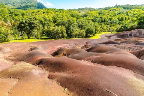 The Seven coloured earths near Chamarel, Mauritius, Africa