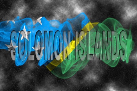 Solomon Islands Flag with Starry Background Smoke Effect