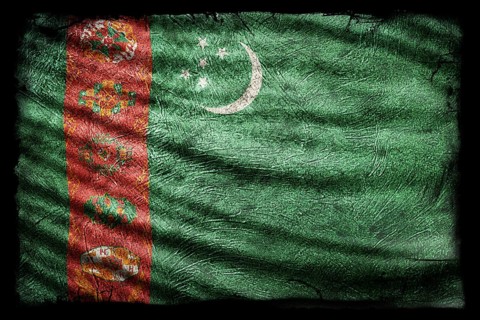 Turkmenistan Flag, Grunge Texture Background