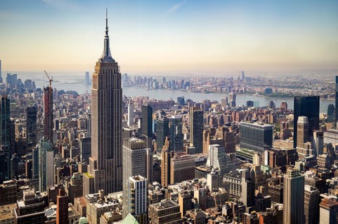 Aerial view of the Empire State Building and cityscape of New York, US