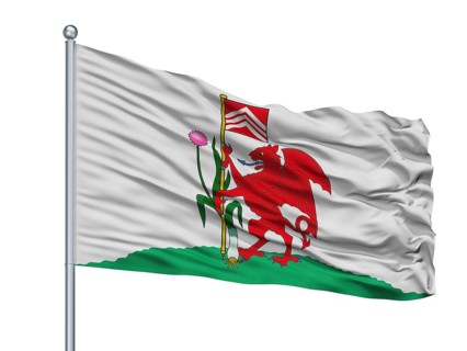 Taoyuan City Flag On Flagpole, Country Taiwan, Isolated On White Background
