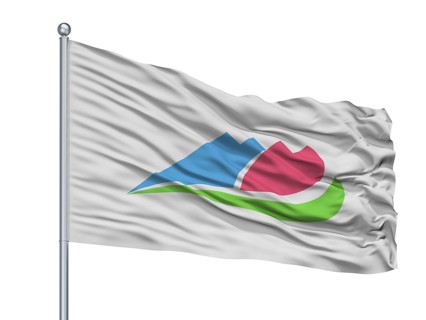 Ina City Flag On Flagpole, Country Japan, City Prefecture, Isolated On White Background