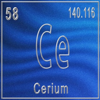 Cerium chemical element, Sign with atomic number and atomic weight, Periodic Table Element