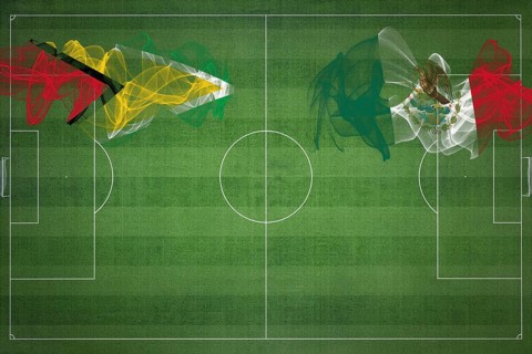 Guyana vs Mexico Soccer Match, national colors, national flags, soccer field, football game,