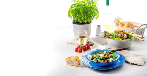 Rustic Greek salad with feta cheese