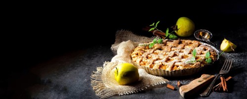 Tasty Apple pie with lattice upper crust