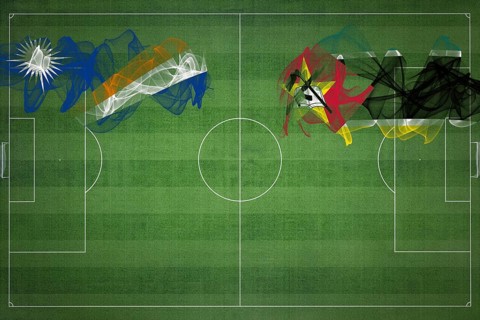 Marshall Islands vs Mozambique Soccer Match, national colors, national flags, soccer field,
