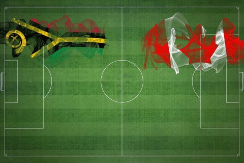 Vanuatu vs Canada Soccer Match, national colors, national flags, soccer field, football game,