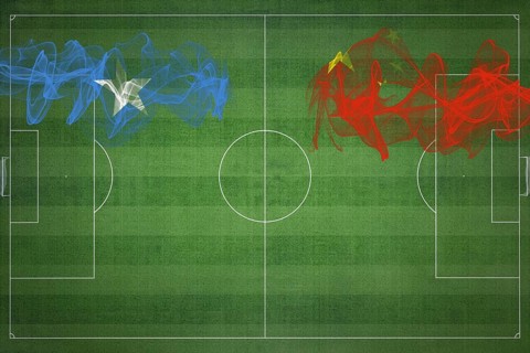 Somalia vs China Soccer Match, national colors, national flags, soccer field, football game,
