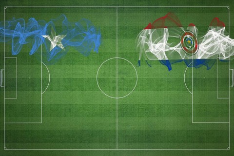 Somalia vs Paraguay Soccer Match, national colors, national flags, soccer field, football game,