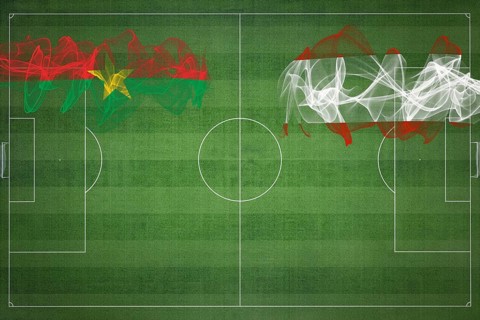 Burkina Faso vs Austria Soccer Match, national colors, national flags, soccer field, football game,