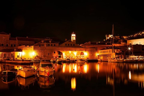 Old harbour of Dubrovnik, night shot, Dubrovnik, Dalmatia, Croatia, Europe