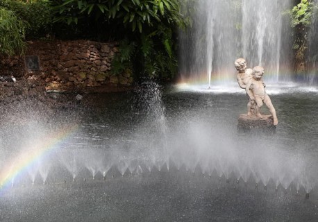 A fountain with figures of playing children in Funchal on Madeira Island