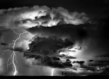 Lightning Storm Clouds Canada Saskatchewan Dramatic Summer