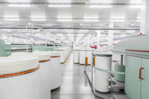 Machinery and equipment in the workshop for the production of thread, overview. interior of