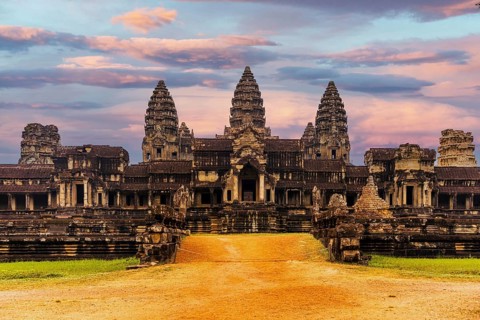 Angkor Wat seen from the East gate entrance