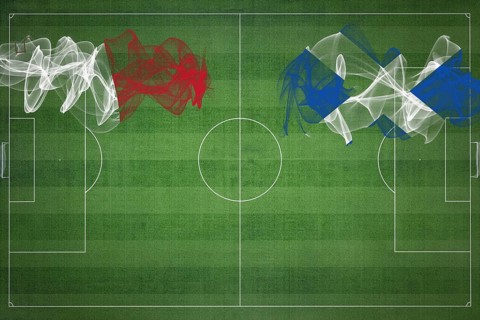 Malta vs Scotland Soccer Match, national colors, national flags, soccer field, football game,