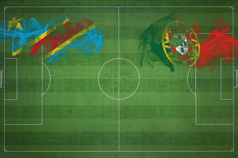 Democratic Republic of Congo vs Portugal Soccer Match, national colors, national flags, soccer