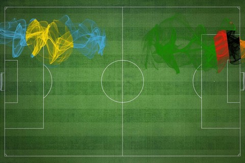 Palau vs Zambia Soccer Match, national colors, national flags, soccer field, football game,