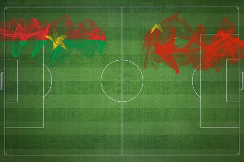 Burkina Faso vs China Soccer Match, national colors, national flags, soccer field, football game,