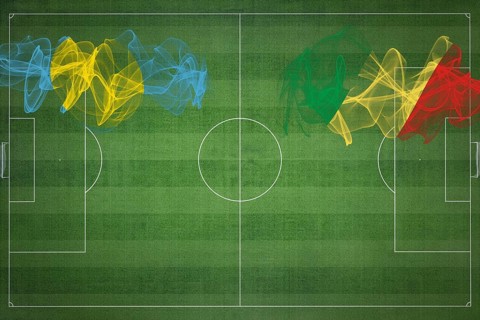 Palau vs Congo Soccer Match, national colors, national flags, soccer field, football game,