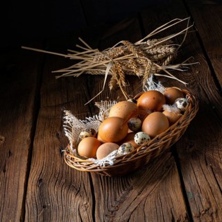 Fresh eggs straight from the farm in a basket