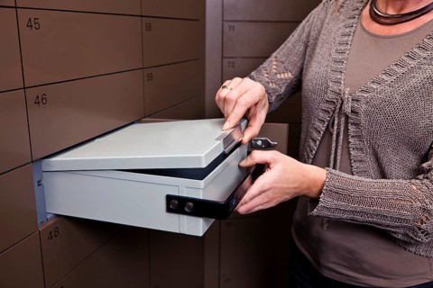 A locker in a bank vault. Storage of cash and documents, A locker in a bank vault. Storage of cash