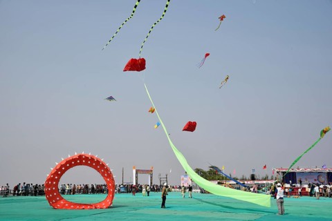 International Kite Festival, Tithal, Valsad, Gujarat, India, Asia