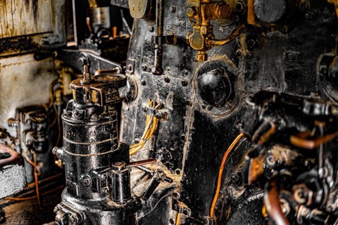 Steam locomotive of the machine room. Shooting Location: Tokyo metropolitan area