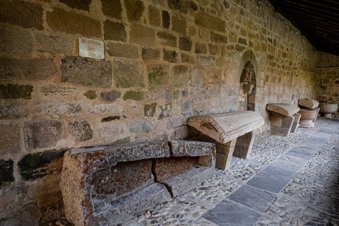 Medieval tombs, San Martín de Elines, Valderredible region, Cantabria, Spain, Europe