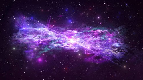 Universe with Galaxy, Stars and Colorful Nebula on Dark Starry Background