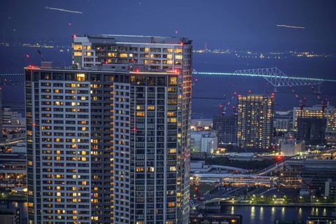 Tokyo night view from the Caretta Shiodome. Shooting Location: Tokyo metropolitan area