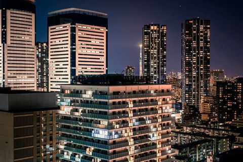 High-rise apartment group of Toyosu (Koto-ku, Tokyo). Shooting Location: Tokyo metropolitan area