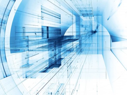 Futuristic white and blue tunnel or portal - abstract computer generated 3d illustration.