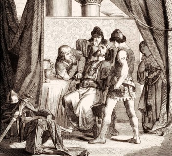 Adaloald, 602–628, the Lombard king of Italy from 616 to 626, being forced to drink poison