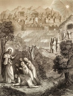 Christ appears to the holy women, Resurrection of Jesus, New Testament, steel engraving 1853,