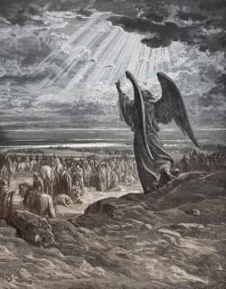 An angel appears to the Israelites, Old Testament, Gustave Doré, 1863
