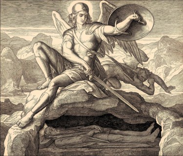 Burial of Moses, Old Testament, by Julius Schnorr von Carolsfeld, 1860