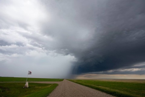 Ominous Storm Clouds Prairie Summer Rural Scene