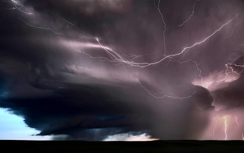Lightning Storm Clouds Canada Saskatchewan Dramatic Summer
