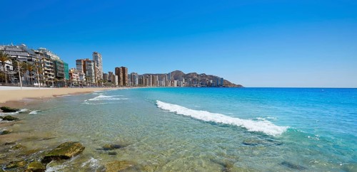 Benidorm Levante beach in Alicante Mediterranean of Spain